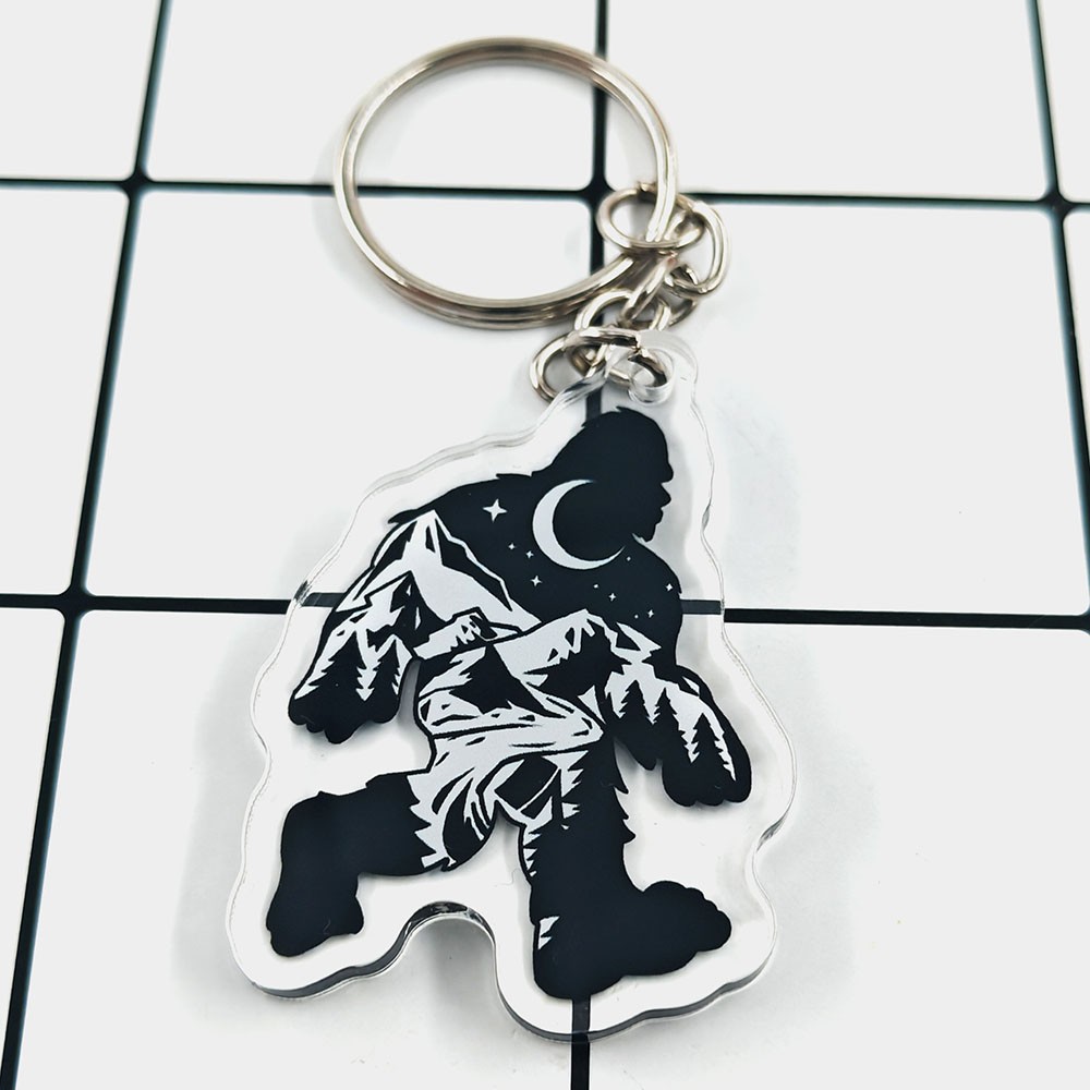 Outdoor Adventure Gifts - Sasquatch Starry Sky Plastic Keychain Snow
